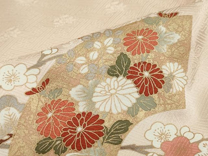 平和屋着物●訪問着　立波地紙草花文　暈し染め　金彩　正絹　逸品　DABF1916ud
