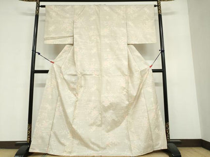 平和屋着物●本場大島紬　白大島　枝花文　正絹　逸品　未使用　DABF1917ud