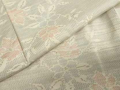 平和屋着物●本場大島紬　白大島　枝花文　正絹　逸品　未使用　DABF1917ud