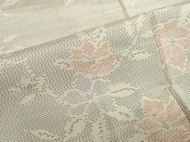 平和屋着物●本場大島紬　白大島　枝花文　正絹　逸品　未使用　DABF1917ud