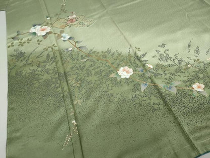 平和屋着物●中国三大刺繍　スワトウ刺繍　汕頭刺繍　訪問着　地紙重ね草花文　暈し染め　金彩　正絹　逸品　DABF1919ud