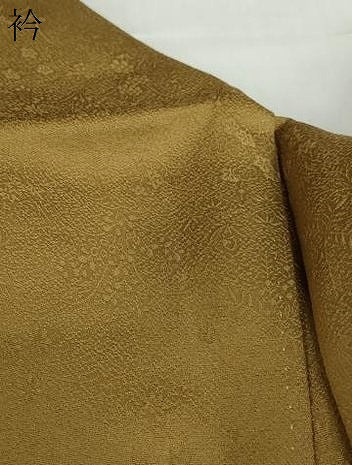 平和屋着物●上質な色無地　草花地紋　黄橡色　正絹　逸品　未使用　DABF1921ud