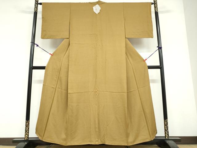 平和屋着物●上質な色無地　草花地紋　黄橡色　正絹　逸品　未使用　DABF1921ud