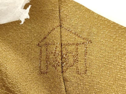 平和屋着物●上質な色無地　草花地紋　黄橡色　正絹　逸品　未使用　DABF1921ud