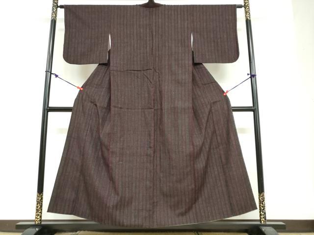 平和屋着物●結城紬　80亀甲　間道　正絹　逸品　DABF1922ud