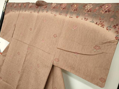 平和屋着物●創作　訪問着　結幡　草花文　反端付き　正絹　逸品　未使用　DABF1926ud