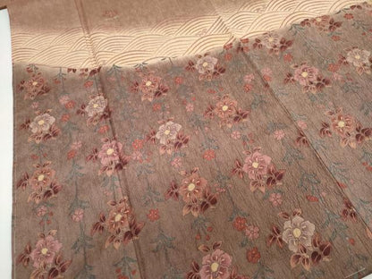 平和屋着物●創作　訪問着　結幡　草花文　反端付き　正絹　逸品　未使用　DABF1926ud