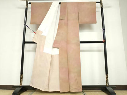 平和屋着物●染色作家　斉藤三才　小紋　霞文　暈し染め　正絹　逸品　DABF1927ud