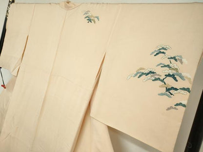 平和屋着物●訪問着　駒刺繍　熨斗小舟松文　金彩　正絹　逸品　DABF1928ud