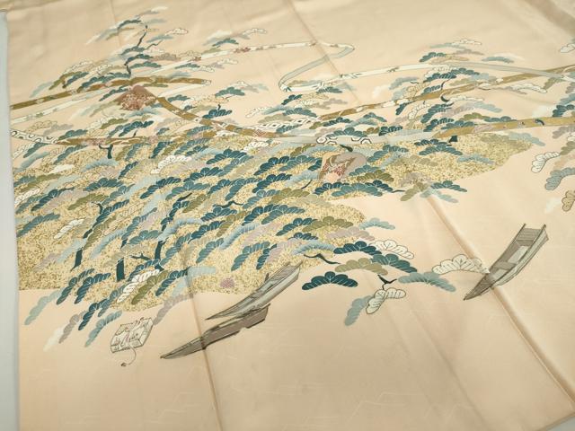 平和屋着物●訪問着　駒刺繍　熨斗小舟松文　金彩　正絹　逸品　DABF1928ud