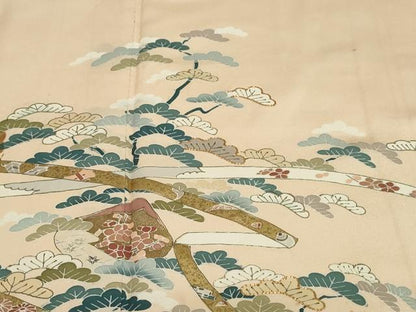 平和屋着物●訪問着　駒刺繍　熨斗小舟松文　金彩　正絹　逸品　DABF1928ud