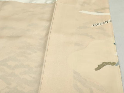平和屋着物●訪問着　駒刺繍　熨斗小舟松文　金彩　正絹　逸品　DABF1928ud