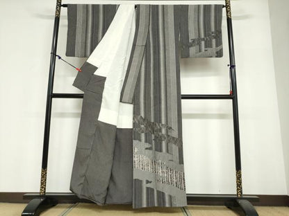 平和屋着物●訪問着　作家物　霞文　黒地　正絹　逸品　DABF1931ud