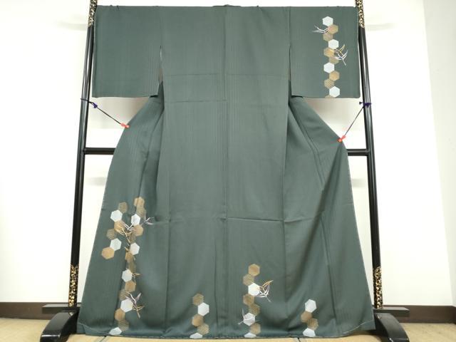 平和屋着物●訪問着　刺繍　亀甲飛鶴文　金彩　正絹　逸品　未使用　DABF1933ud