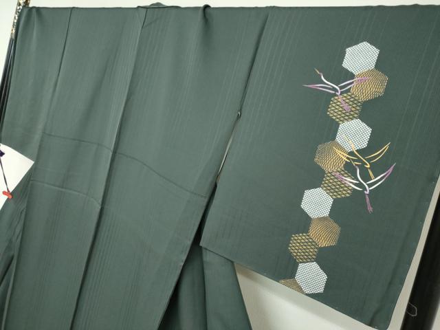平和屋着物●訪問着　刺繍　亀甲飛鶴文　金彩　正絹　逸品　未使用　DABF1933ud