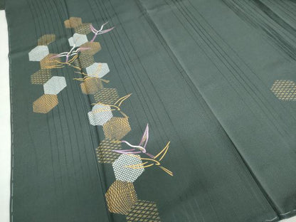 平和屋着物●訪問着　刺繍　亀甲飛鶴文　金彩　正絹　逸品　未使用　DABF1933ud