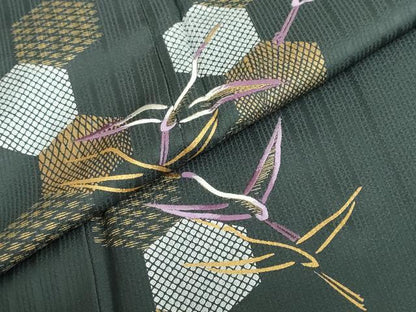 平和屋着物●訪問着　刺繍　亀甲飛鶴文　金彩　正絹　逸品　未使用　DABF1933ud
