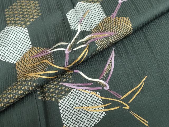 平和屋着物●訪問着　刺繍　亀甲飛鶴文　金彩　正絹　逸品　未使用　DABF1933ud