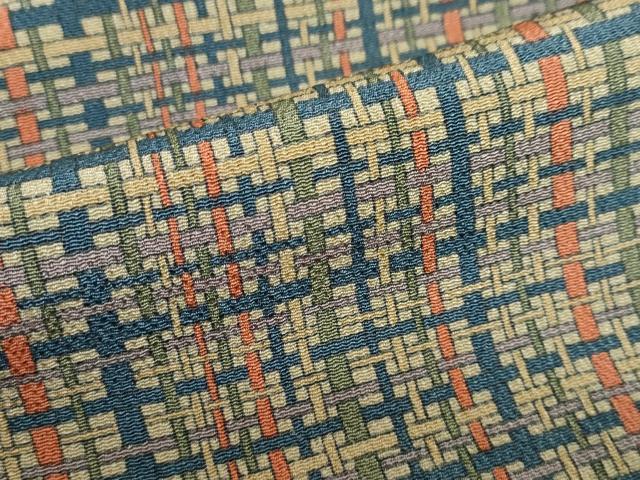 平和屋着物●上質な小紋　作家物　変わり格子文　正絹　逸品　DABF1934ud