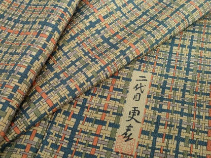 平和屋着物●上質な小紋　作家物　変わり格子文　正絹　逸品　DABF1934ud