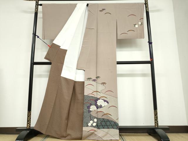 平和屋着物●染色の魔術師　染乃座・大久保玄才　そめのざ玄才　訪問着　草花籬文　金彩　正絹　逸品　DABF1935ud