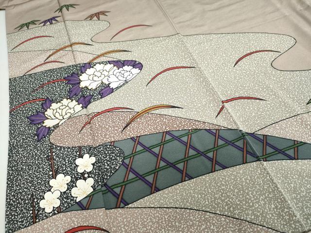 平和屋着物●染色の魔術師　染乃座・大久保玄才　そめのざ玄才　訪問着　草花籬文　金彩　正絹　逸品　DABF1935ud