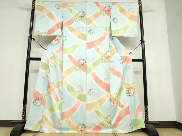 平和屋着物●上質な小紋　雪輪草花文　金彩　正絹　逸品　DABF1938ud