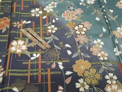 平和屋着物●訪問着　扇面草花文　暈し染め　金彩　正絹　逸品　DABF1939ud