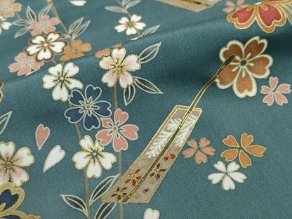平和屋着物●訪問着　扇面草花文　暈し染め　金彩　正絹　逸品　DABF1939ud