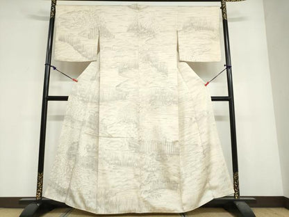 平和屋着物●訪問着　手描き　流水風景文　正絹　逸品　DABF1940ud