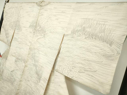平和屋着物●訪問着　手描き　流水風景文　正絹　逸品　DABF1940ud