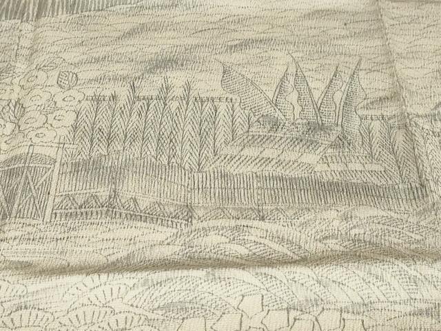 平和屋着物●訪問着　手描き　流水風景文　正絹　逸品　DABF1940ud