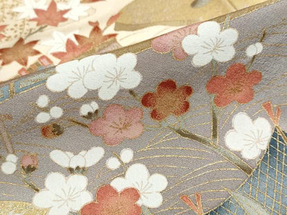 平和屋着物●訪問着　風景草花文　暈し染め　金銀彩　正絹　逸品　DABF1943ud