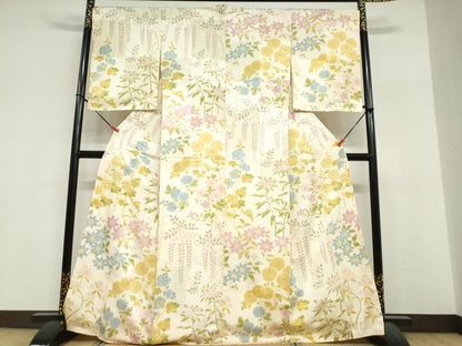 平和屋着物●上質な小紋　草花文　正絹　逸品　未使用　DABF1946ud