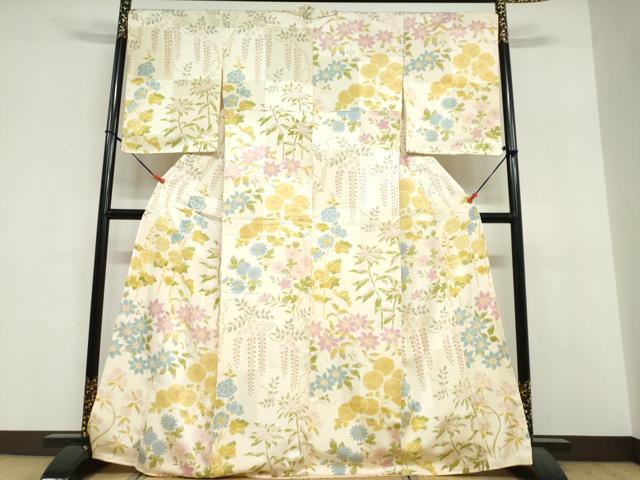 平和屋着物●上質な小紋　草花文　正絹　逸品　未使用　DABF1946ud
