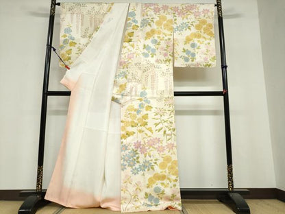 平和屋着物●上質な小紋　草花文　正絹　逸品　未使用　DABF1946ud