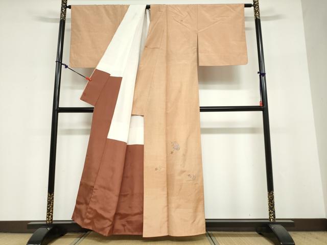 平和屋着物●本場縞大島紬　訪問着　総刺繍　草花文　正絹　逸品　DABF1949ud