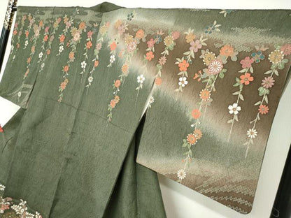 平和屋着物●訪問着　辻が花　暈し染め　金彩　正絹　逸品　DABF1950ud
