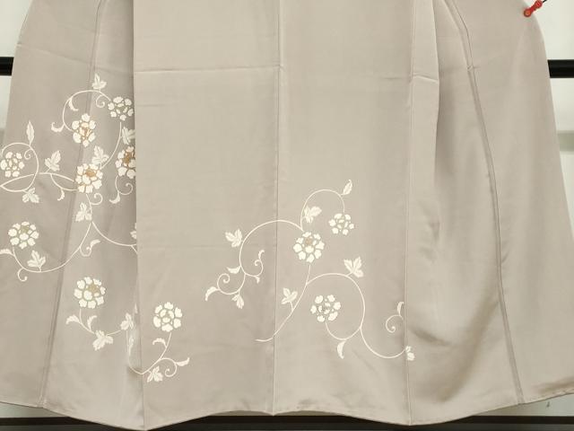 平和屋着物●訪問着　駒刺繍　草花文　金彩　正絹　逸品　DABF1951ud