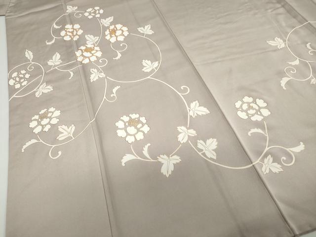 平和屋着物●訪問着　駒刺繍　草花文　金彩　正絹　逸品　DABF1951ud