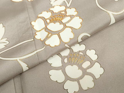 平和屋着物●訪問着　駒刺繍　草花文　金彩　正絹　逸品　DABF1951ud