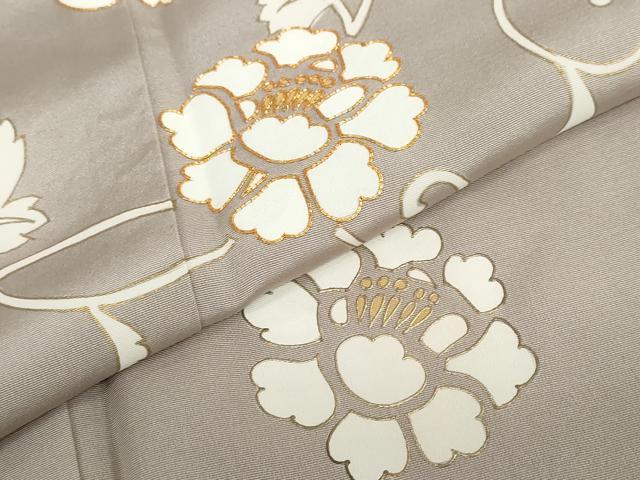 平和屋着物●訪問着　駒刺繍　草花文　金彩　正絹　逸品　DABF1951ud