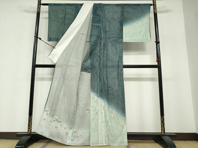 平和屋着物▽訪問着　無双　紗袷　紗×紗　笹文　金彩　正絹　逸品　未使用　DABF1952ud