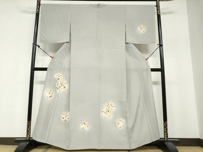 平和屋着物▽銀座きしや　訪問着　単衣　駒刺繍　雪輪宝尽くし草花文　金彩　正絹　逸品　未使用　DABF1953ud