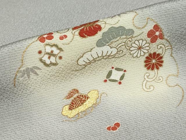 平和屋着物▽銀座きしや　訪問着　単衣　駒刺繍　雪輪宝尽くし草花文　金彩　正絹　逸品　未使用　DABF1953ud