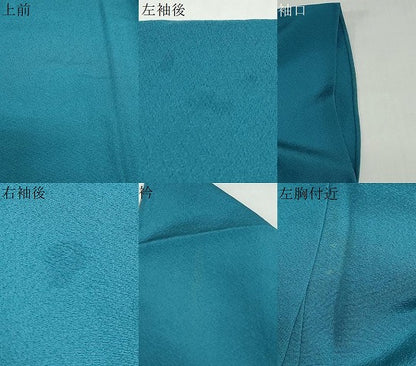 平和屋着物▽上質な色無地　単衣　青碧色　正絹　逸品　DABF1960ud
