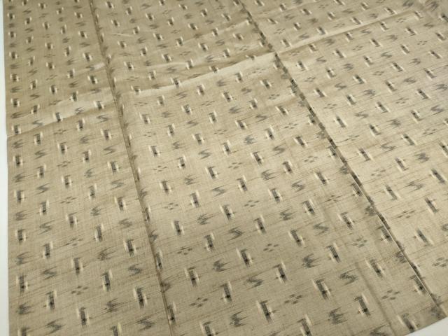 平和屋着物▽上質な紬　単衣　絣文様　正絹　逸品　DABF1964ud