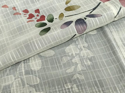 平和屋着物▽訪問着　無双　紗袷　紗×紗　枝葉文　正絹　逸品　DABF1967ud