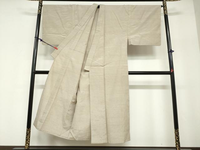 平和屋着物▽男性　単衣　紬　白橡色　キングサイズ　正絹　逸品　DABF1977ud