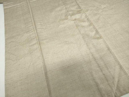 平和屋着物▽男性　単衣　紬　白橡色　キングサイズ　正絹　逸品　DABF1977ud
